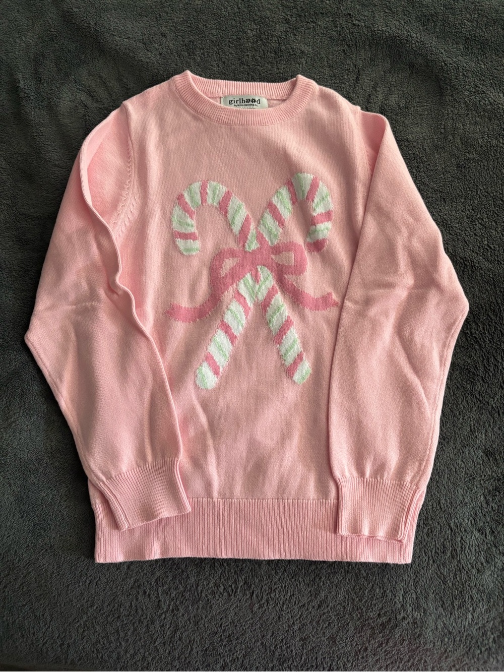 girlhood Pink Candy Cane Sweater for Kids
